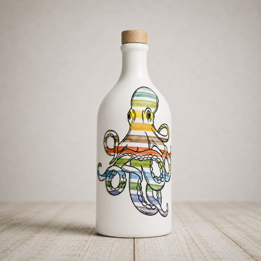 Muraglia Olivenöl Pulpo 500 ml | Frantoio Muraglia Olivenöl mit Oktopus Keramikflasche | Muraglia Pulpo Olivenöl aus Apulien | Italienisches Olivenöl in handgefertigter Pulpo Tonflasche | Muraglia Pulpo Olivenöl online kaufen
